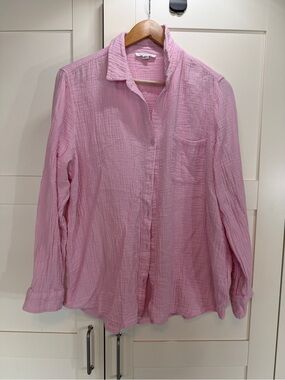 beachlunchlounge Soft Pink Gauze Button Shirt B11